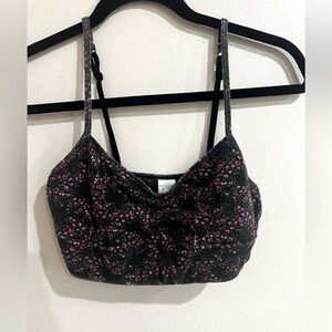 Floral Black and Pink Bra